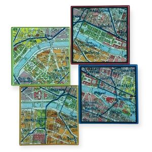 Paris Map Glass Coasters